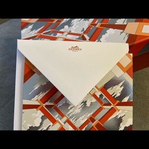 Hermes square perfume gift box (Perspective) and matching card.